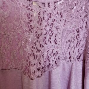 EASTER! Cato Lavender Knit Top w/ Lace Yoke. Pairs perfect w/ Floral pants!